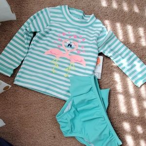 Carter's baby girl flamingo swimming set